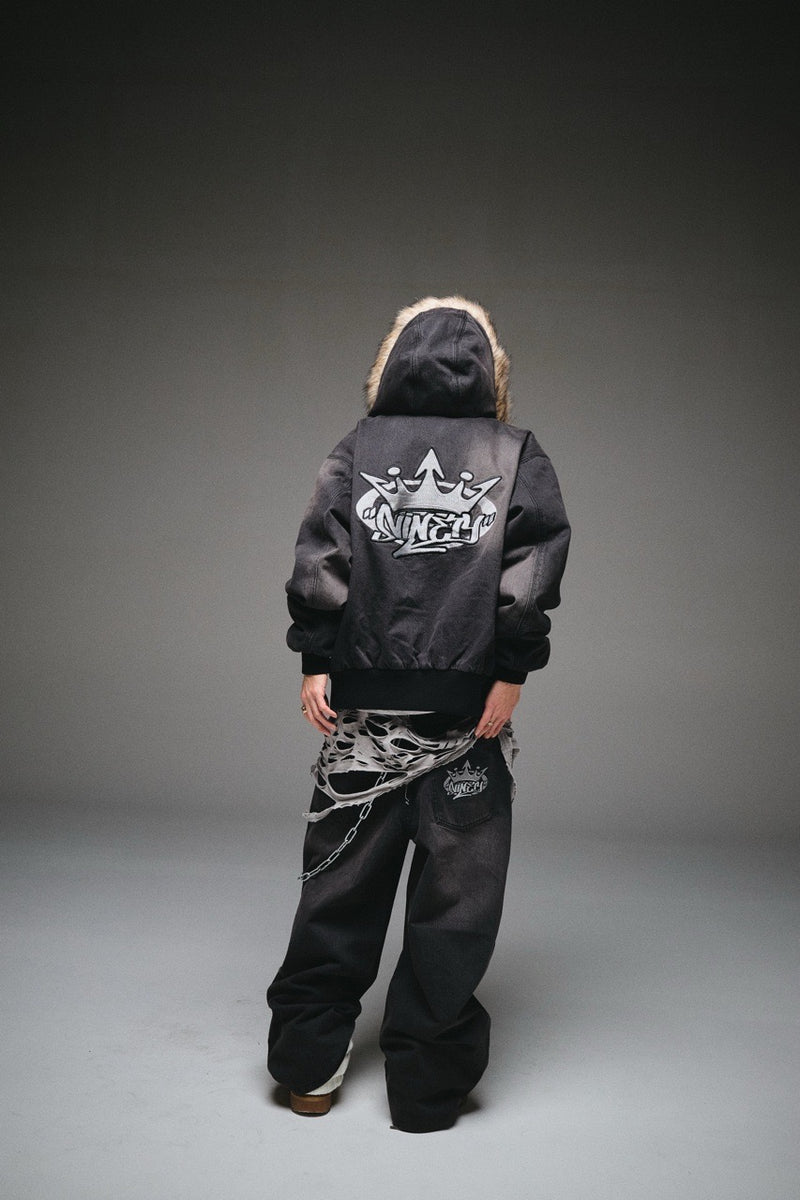 King Logo Slub Denim Far Zip Hoodie – YZ