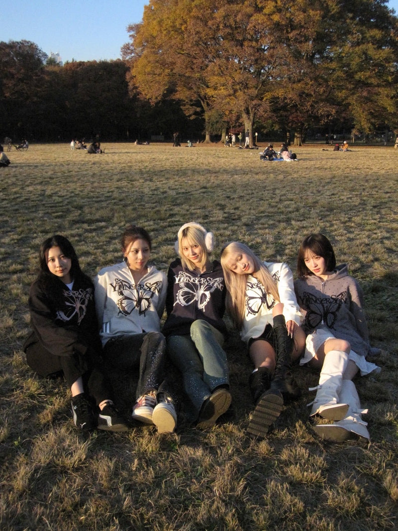 正面蝴蝶標誌拉鍊連帽衫 