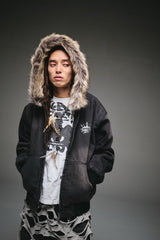 King Logo Slub Denim Far Zip Hoodie 