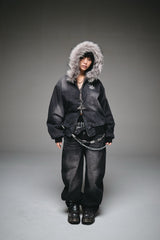 King Logo Slub Denim Buggy Pants 