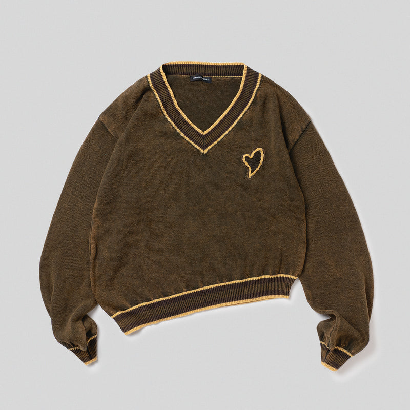 V 領斜紋毛衣 