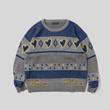 心形提花针织毛衣 