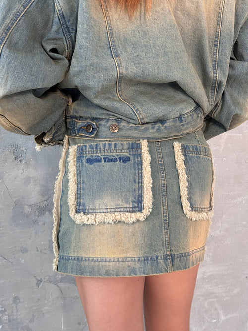 denim boa skirt