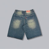 vintage like wide denim half pants