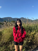 Universal logo rhinestone zip hoodie