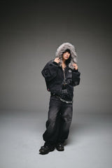 King Logo Slub Denim Buggy Pants 