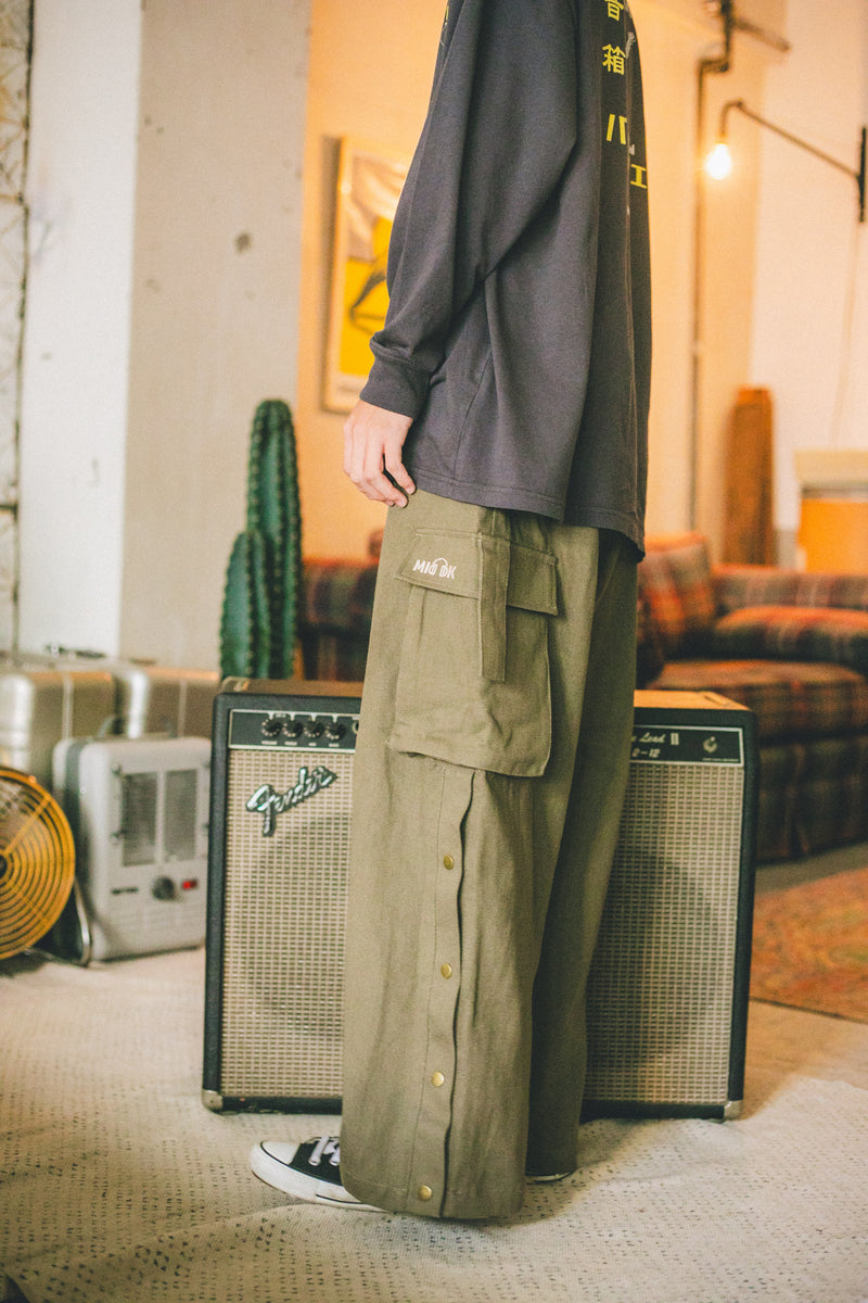 vintage like side button cargo pants