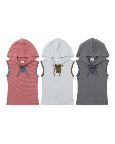 SLEEVELESS STRIPED HOODIE 