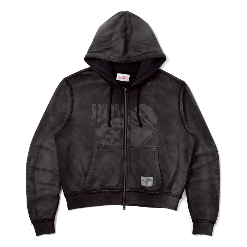 Grunge graphic zip hoodie