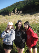 Universal logo rhinestone zip hoodie