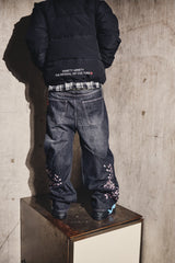 Sakura Embroidered Slub Denim Buggy Pants