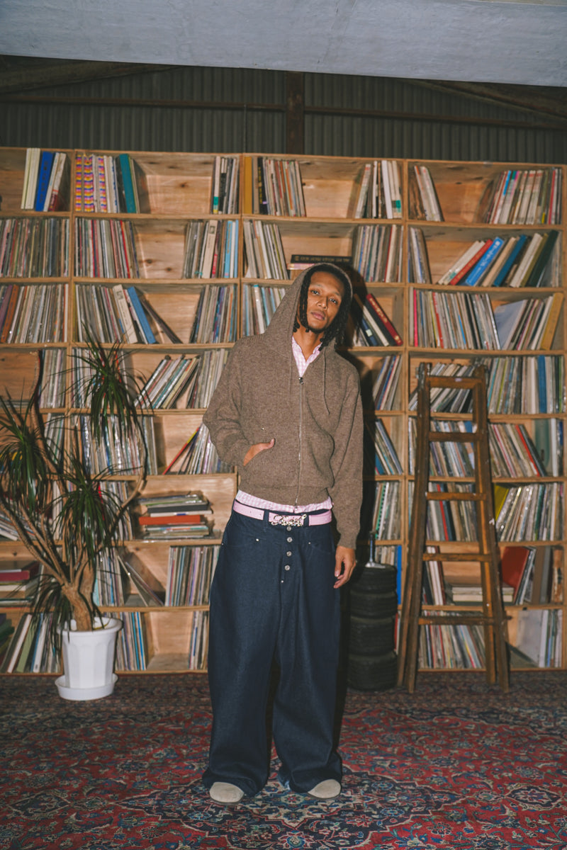 ballsy knit double zip hoodie