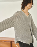 sparkle stitching v neck sweater