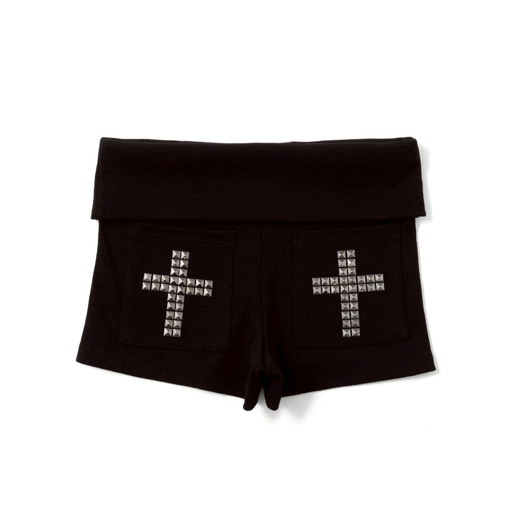 パンツ Cross Logo Studded Micro Shorts Cross Logo Studded Micro Shorts – YZ