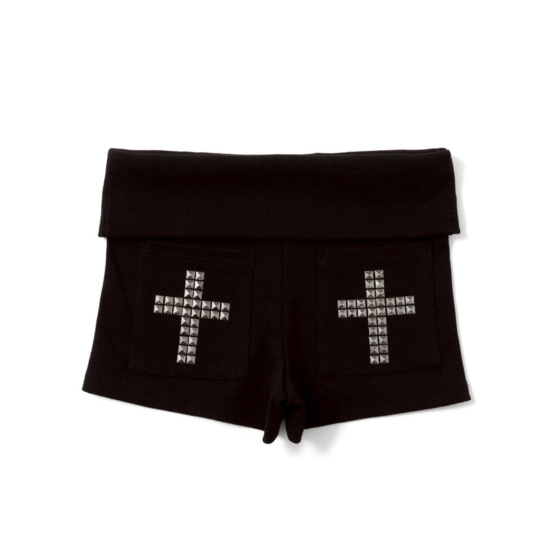 Cross Logo Studded Micro Shorts – YZ