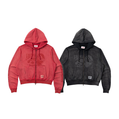 Grunge graphic zip hoodie