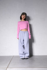 Heart Pattern Cropped Long Tee