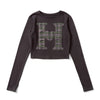 H heart check pattern long Tee