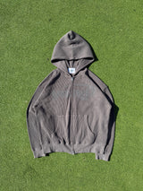 yung logo studs waffle zip hoodie