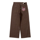 leopard straight denim pants 