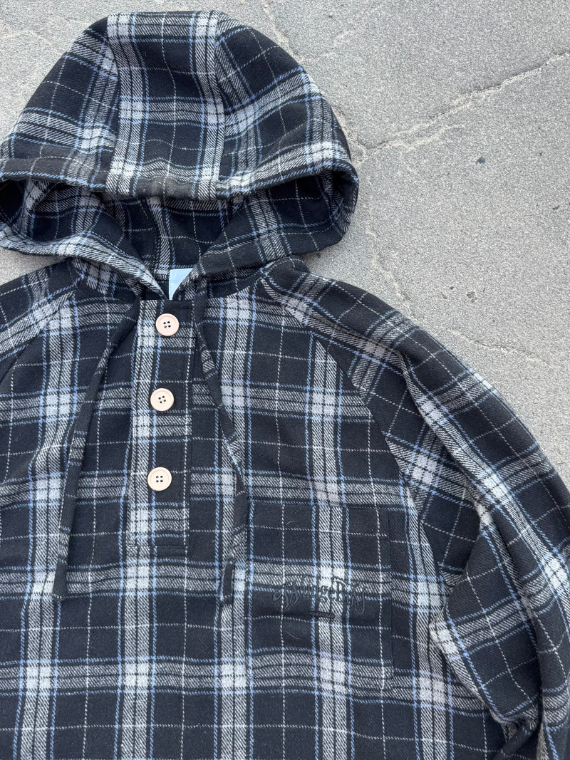 wool like check hood