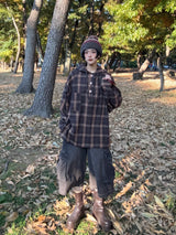 wool like check hood