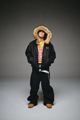 King Logo Slub Denim Far Zip Hoodie 