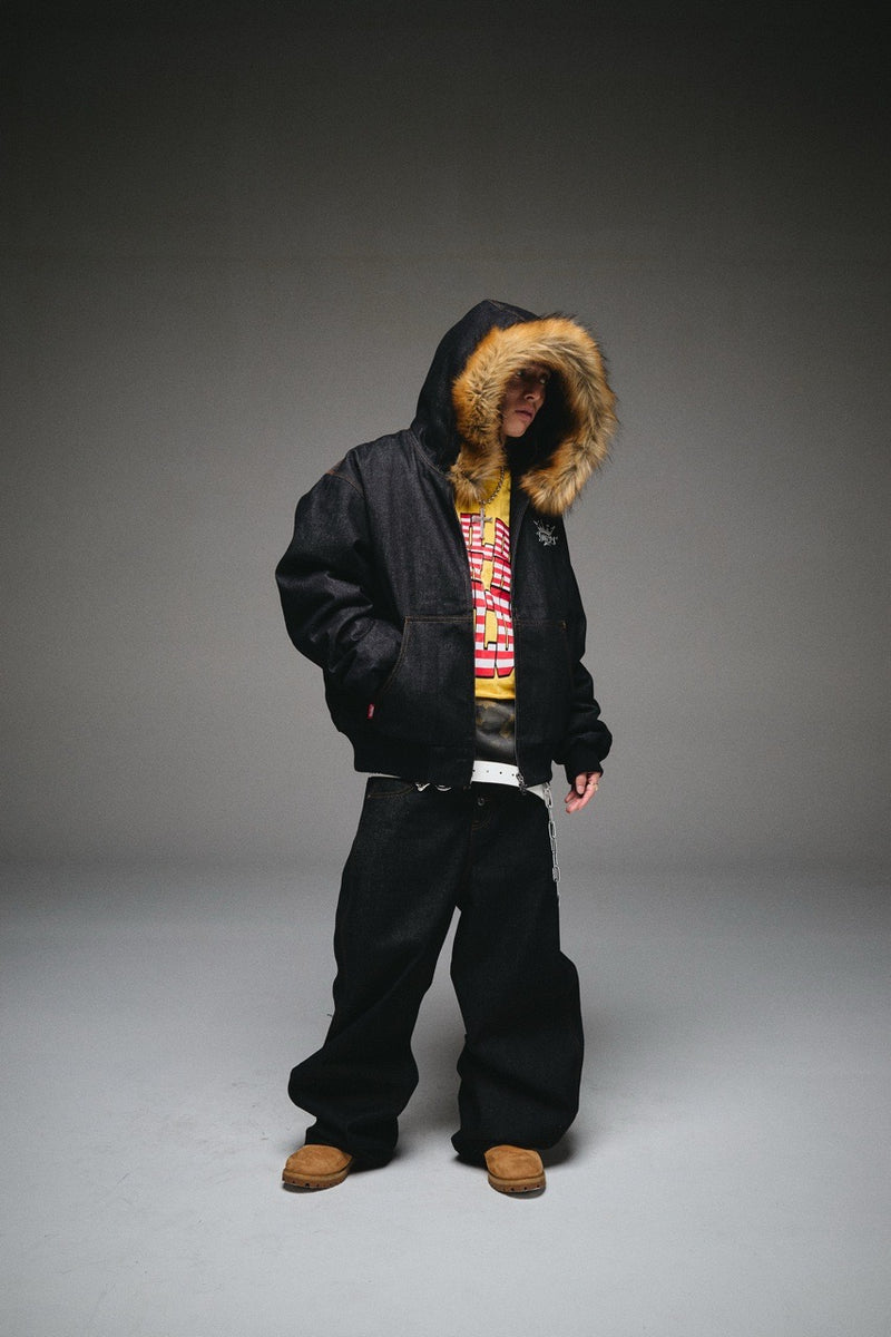 King Logo Slub Denim Far Zip Hoodie – YZ