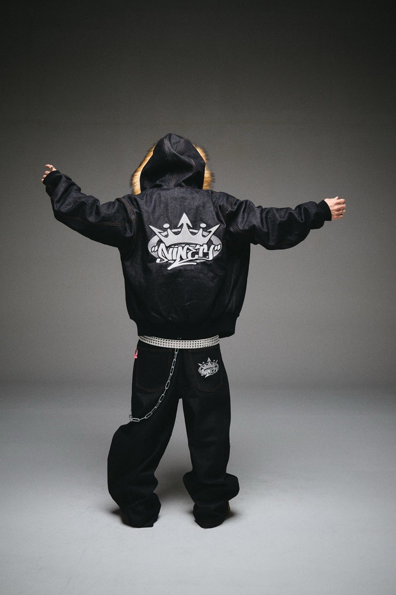 King Logo Slub Denim Far Zip Hoodie – YZ