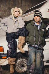 Sakura Embroidered Slub Denim Buggy Pants