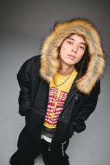 King Logo Slub Denim Far Zip Hoodie 