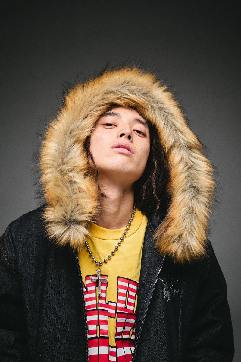 King Logo Slub Denim Far Zip Hoodie – YZ