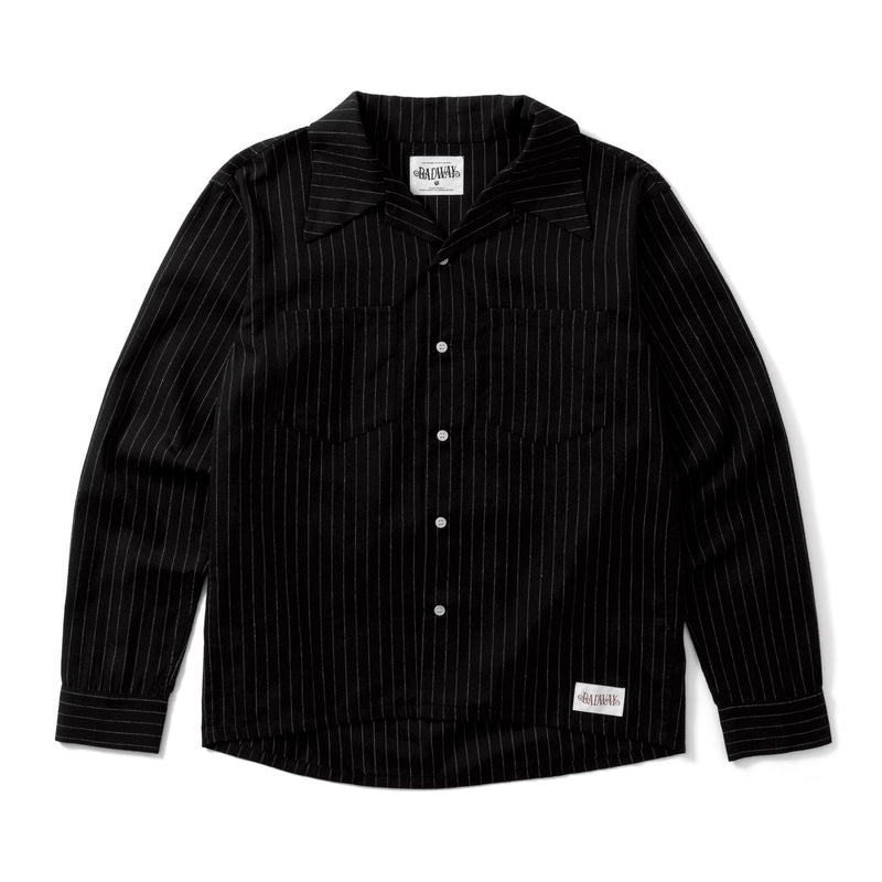 Stripe Open Collar Shirt