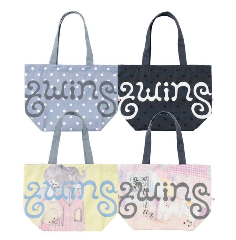【らら出品】twins light blue のトートバッグ twins big tote bag – YZ