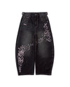 Sakura Embroidered Slub Denim Buggy Pants