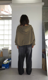 heart logo damage zip hoodie