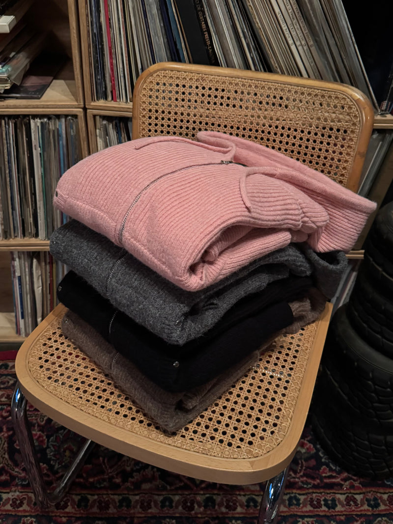 ballsy knit double zip hoodie