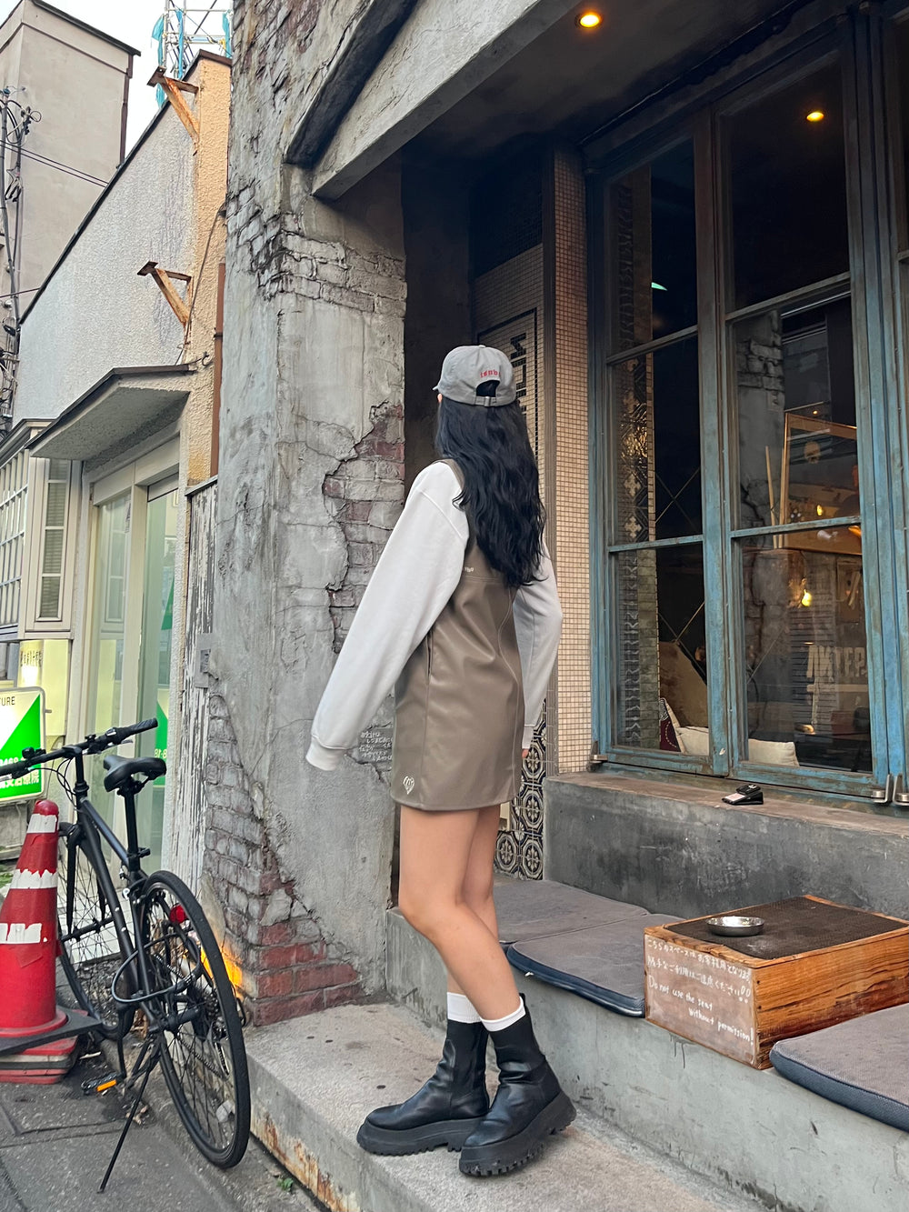 FAUX LEATHER STITCH ONEPIECE – YZ