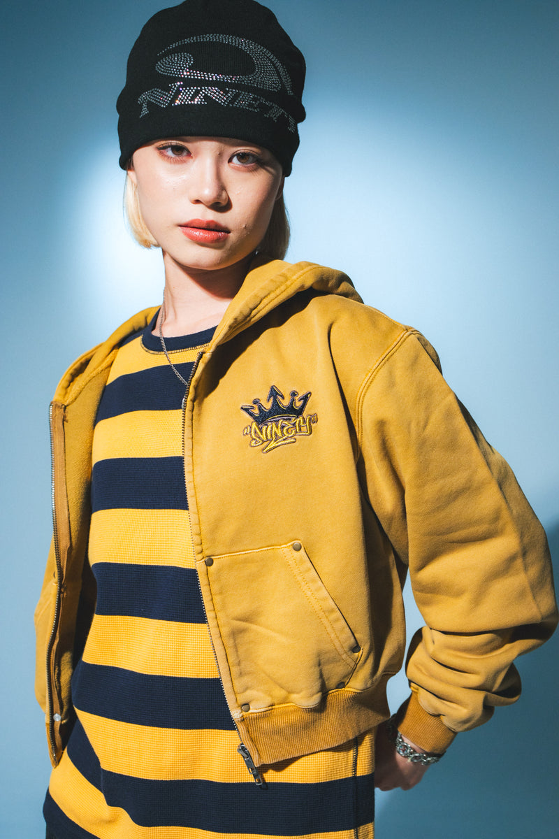 King Logo Pile Stitched Zip Hoodie (Cropped)