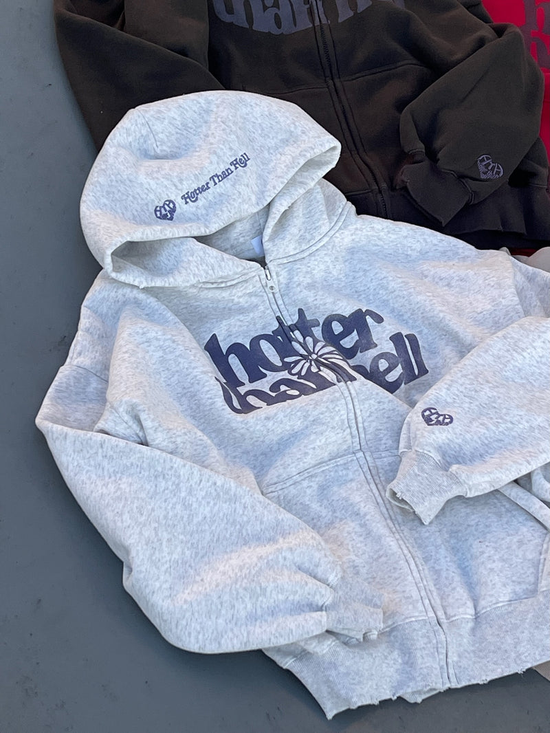 damage zip hoodie
