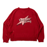 star logo v neck damage knit