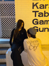 Butterfly logo rhinestone rich sweat