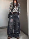 damage print denim