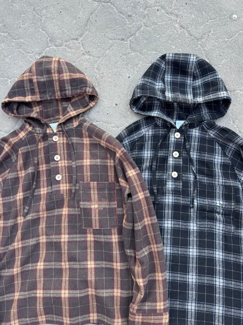 wool like check hood