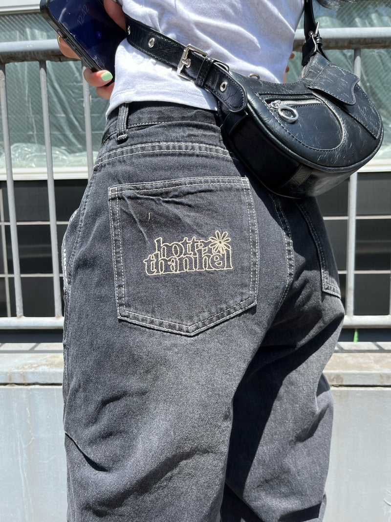 side gather denim