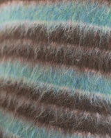 wool mix shaggy v neck border sweater