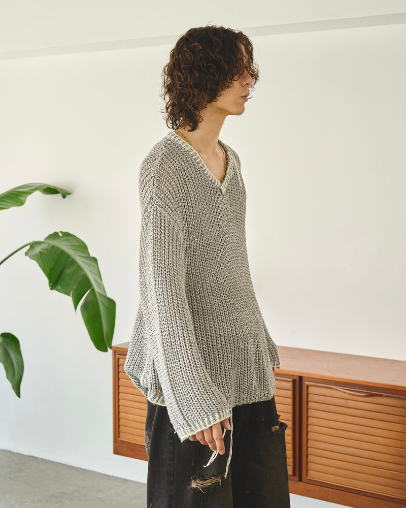 sparkle stitching v neck sweater