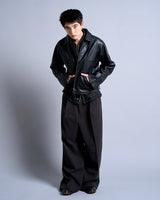 short length zipped PU-leather sport jacket