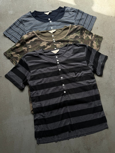 2-Layered Henley Rhinestone Tee
