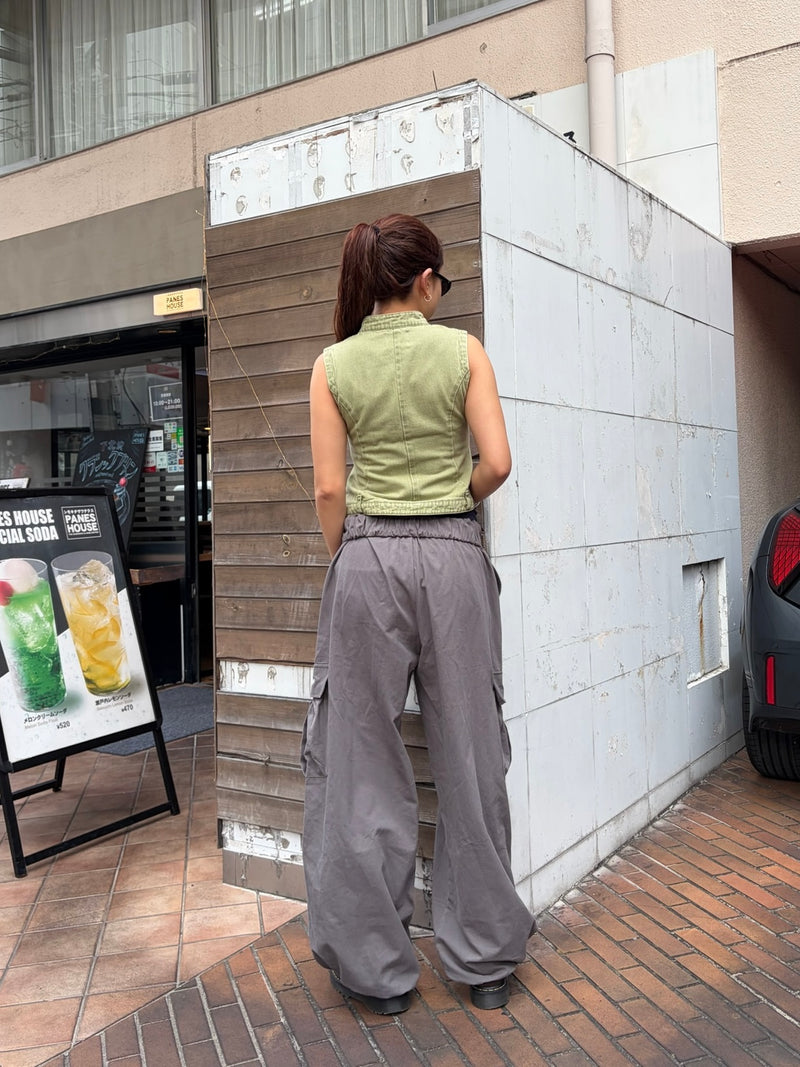 パンツ Back ribbon denim cargo pants andmary Back ribbon denim
